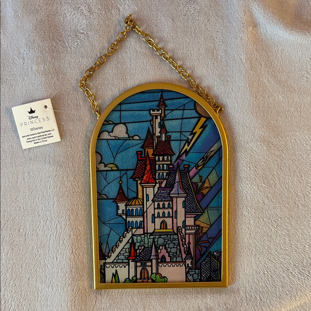 Disney Beauty and the Beast Castle Hanging Glass Wall Decor